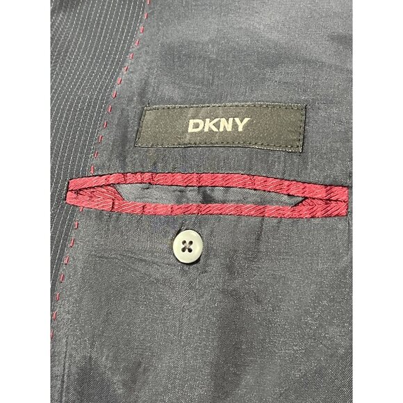 DKNY Mens Pinstripe Wool Blazer 2-Button Lining Bloomingdales DH18 - Picture 3 of 11